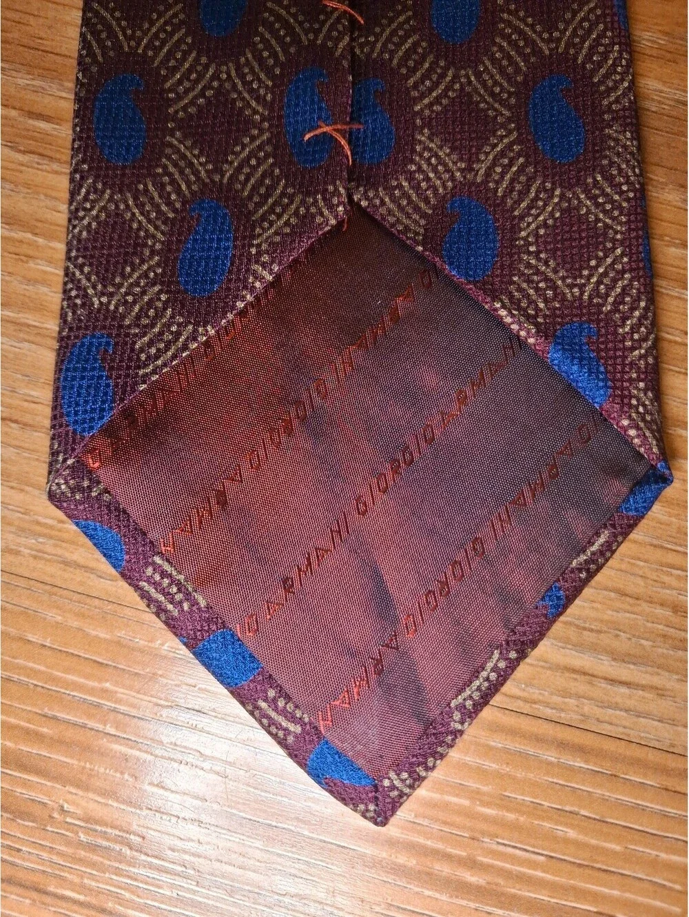 Giorgio Armani Silk Tie Burgundy Multicolor Paisley Wide